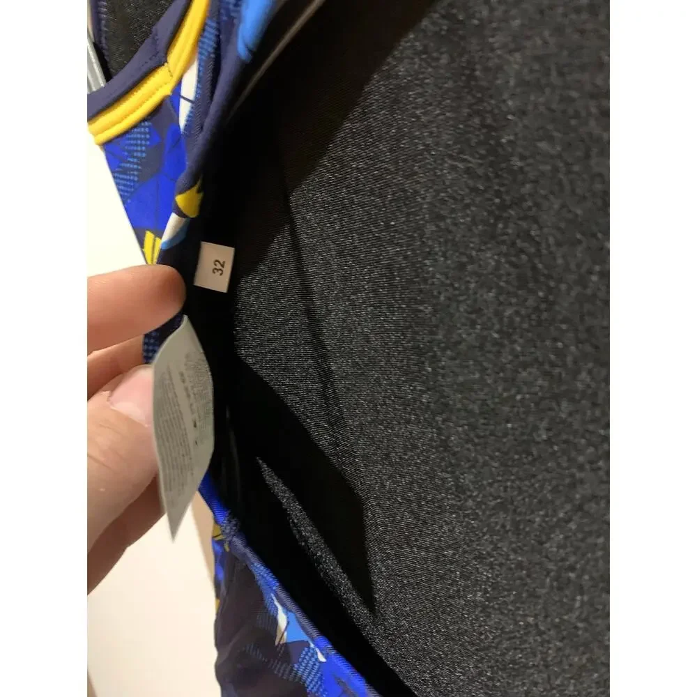 Dolfin XtraSleek Implode Navy Gold DBX Back One Piece Swimsuit Size 32